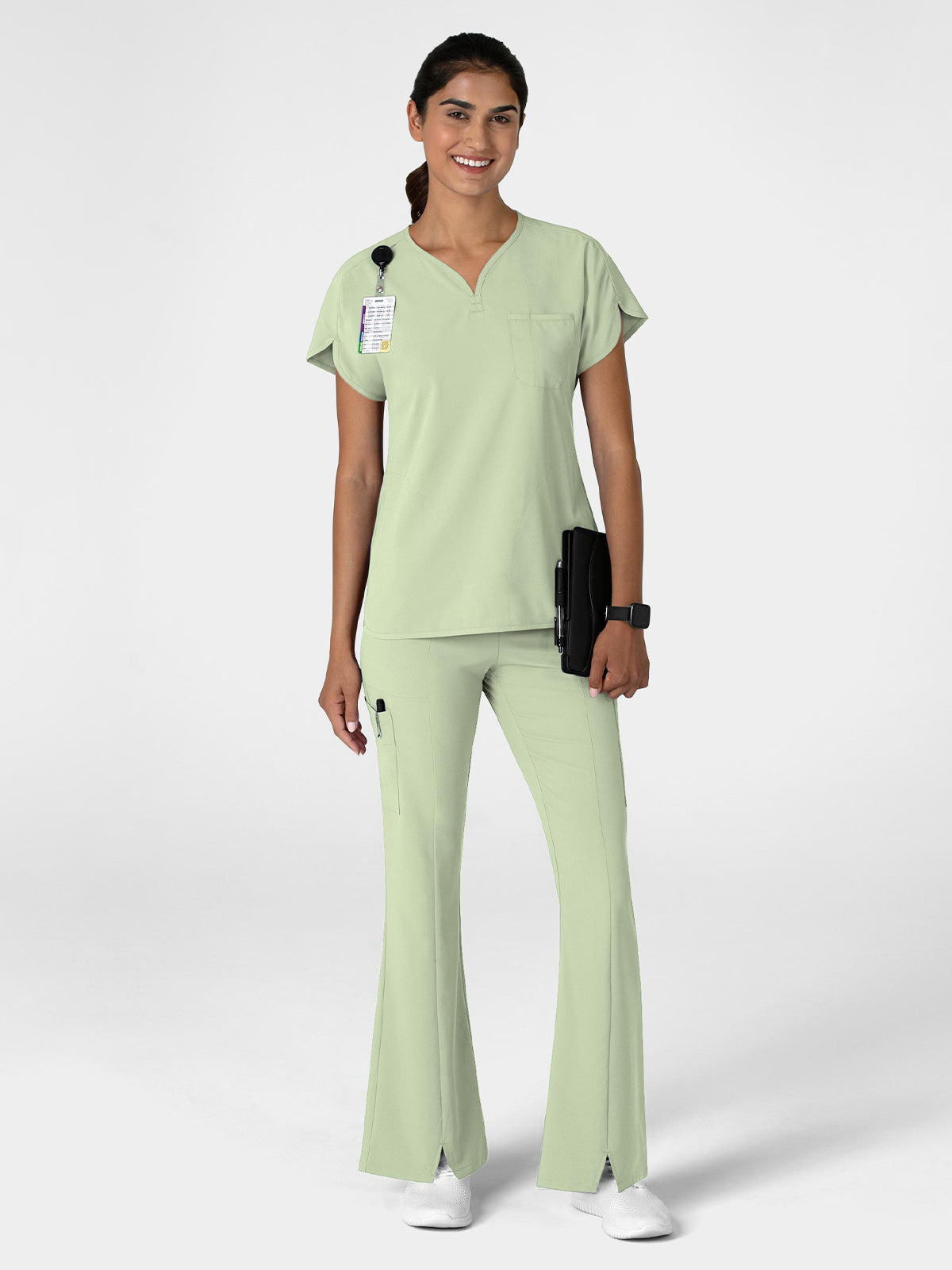 Women's Seven-Pocket Front Slit Flare Scrub Pant