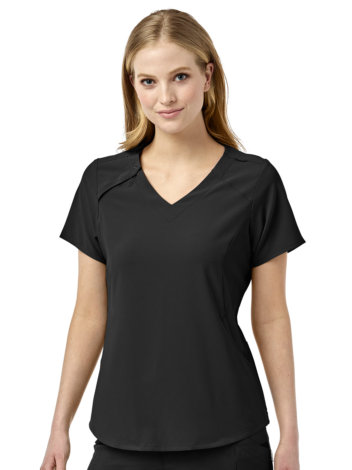 Women's Four-Pocket Hidden Zip V-Neck Top