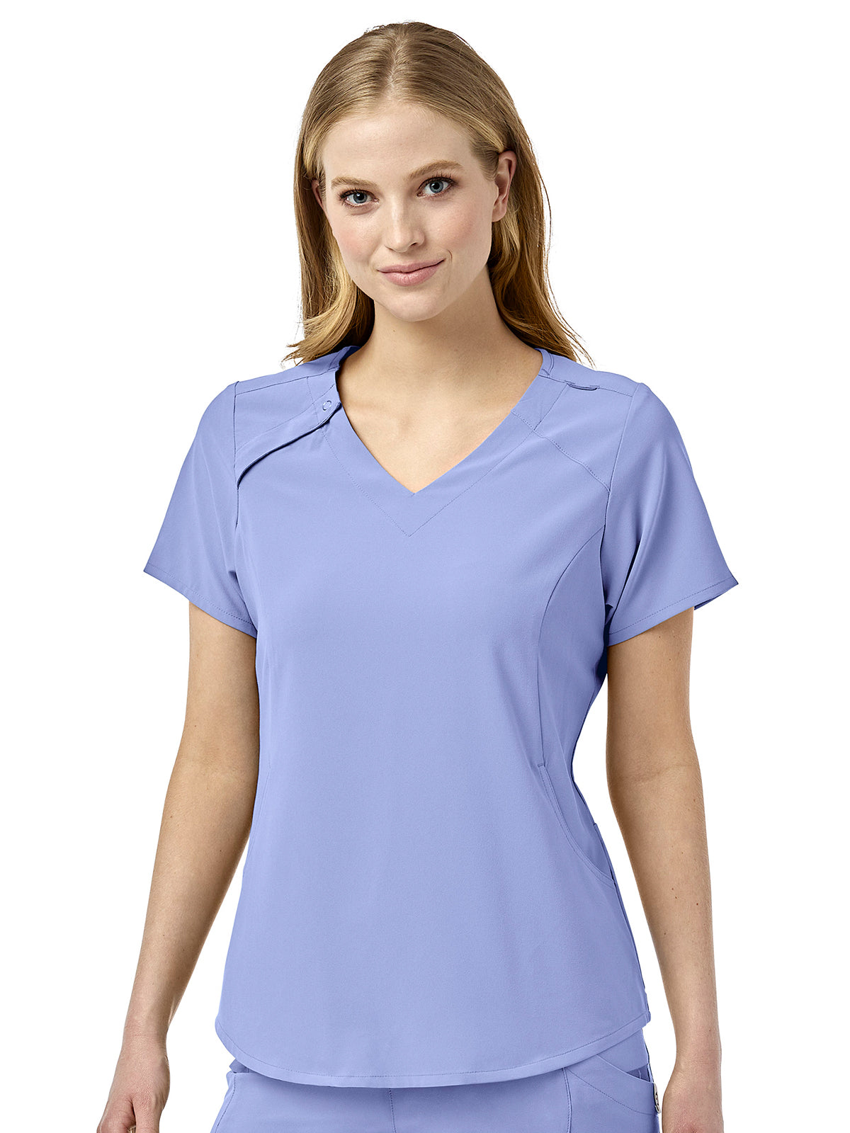 Women's Four-Pocket Hidden Zip V-Neck Top