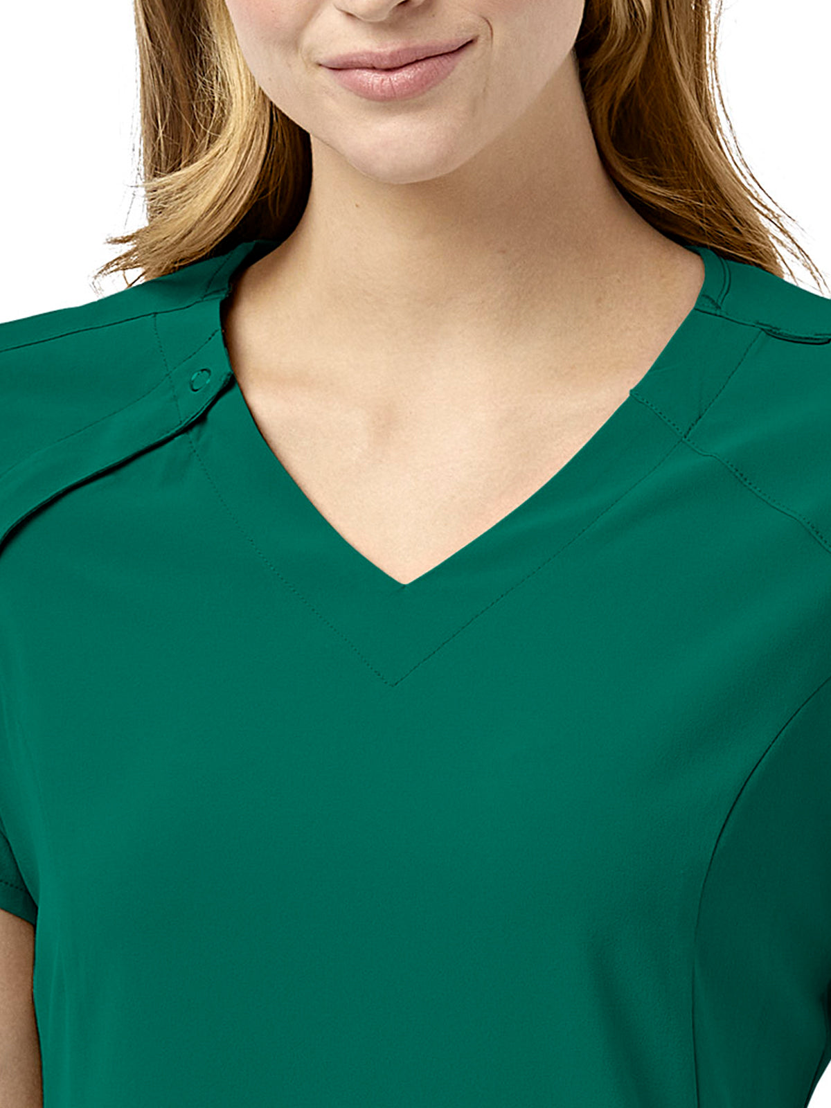 Women's Four-Pocket Hidden Zip V-Neck Top