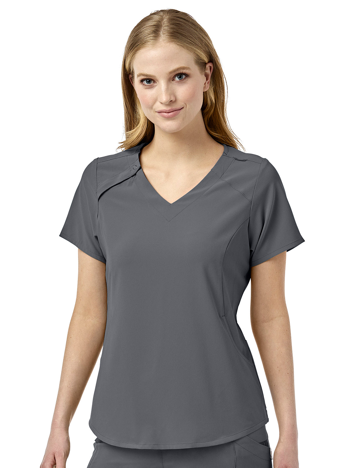 Women's Four-Pocket Hidden Zip V-Neck Top