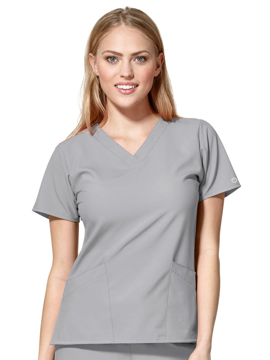 Women's Two-Pocket Basic V-Neck Top