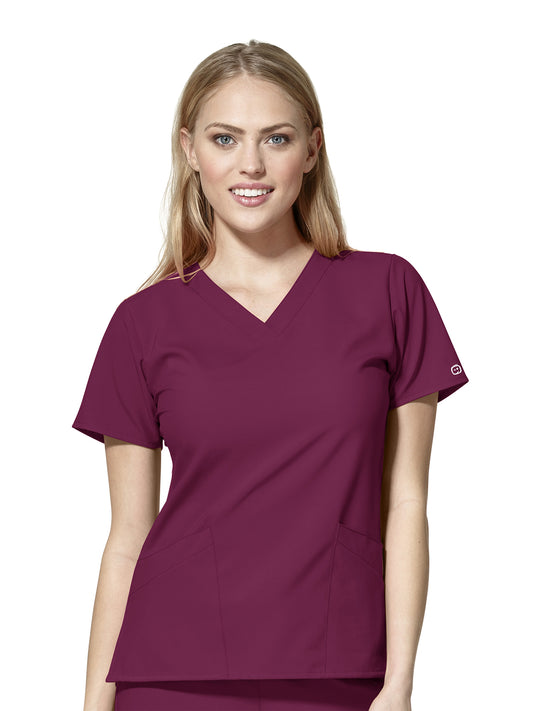 Women's Two-Pocket Basic V-Neck Top