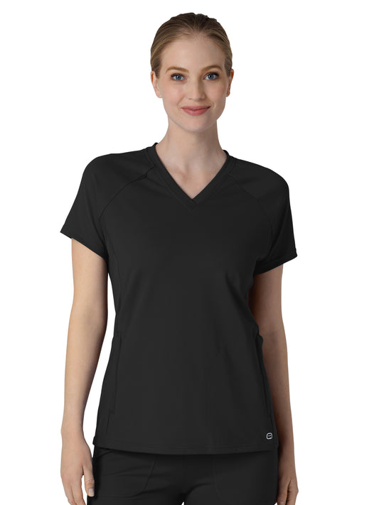 Women's Four-Pocket Flex-n-Reach V-Neck Raglan Scrub Top