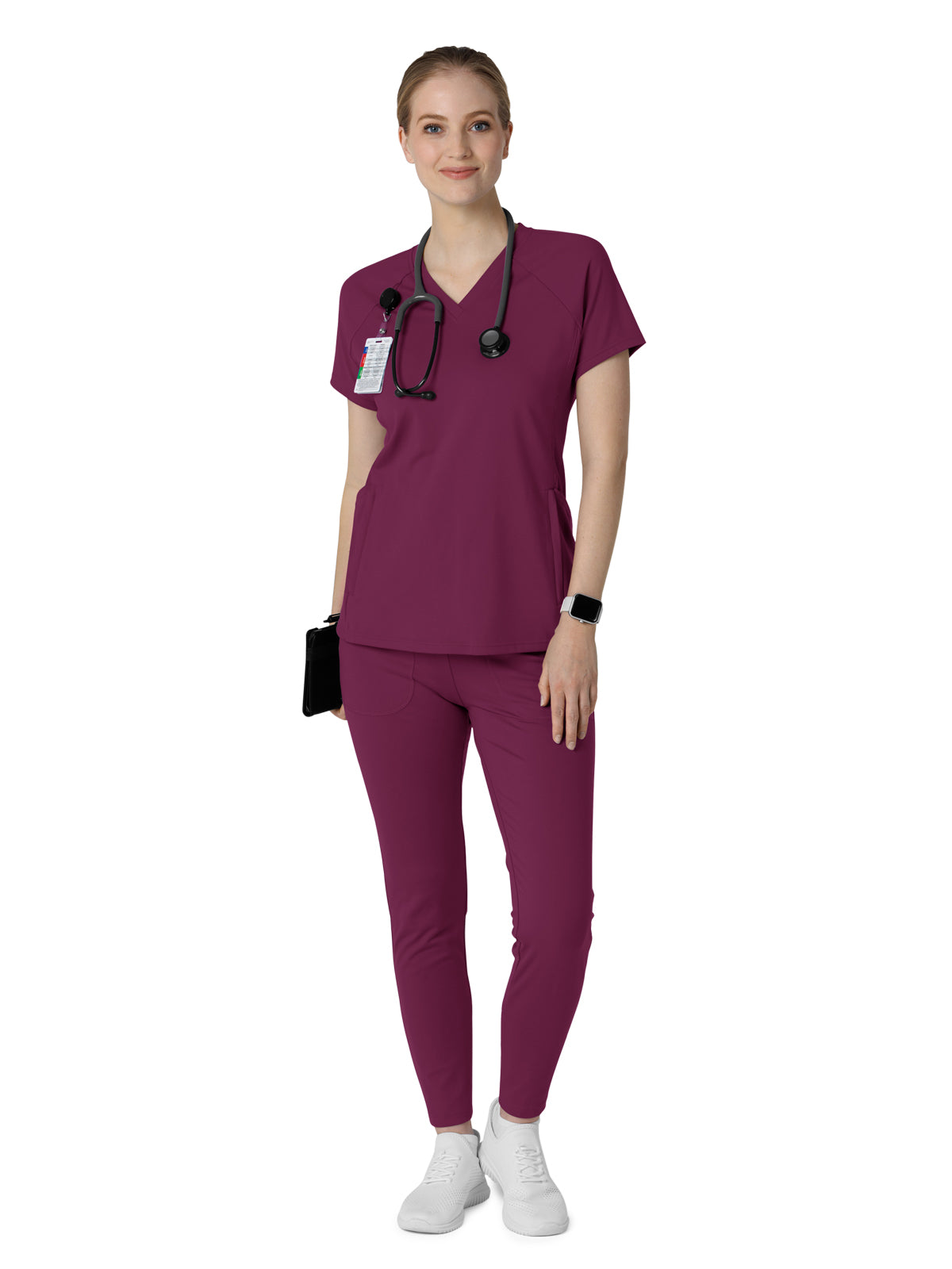 Women's Four-Pocket Flex-n-Reach V-Neck Raglan Scrub Top