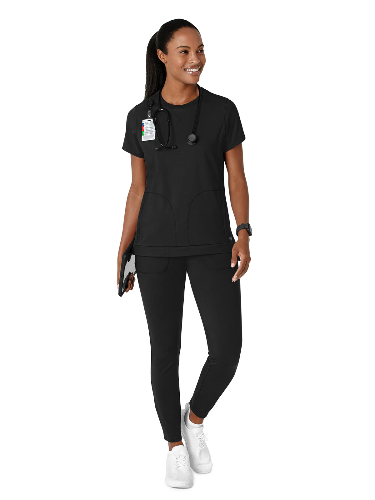 Women's Two-Pocket Flex-n-Reach Crew Neck Scrub Top