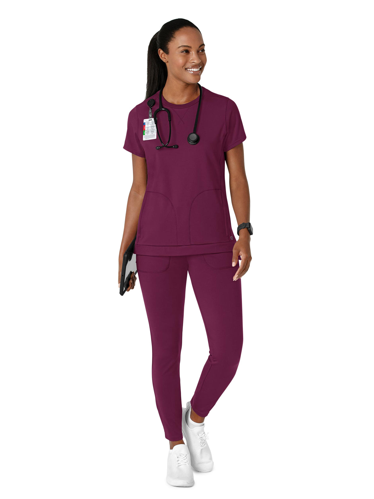 Women's Two-Pocket Flex-n-Reach Crew Neck Scrub Top