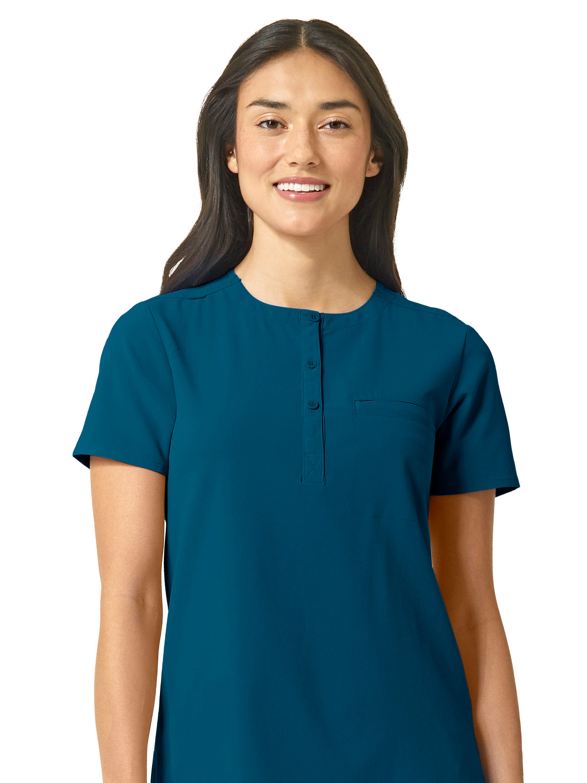 Women's One-Pocket Mandarin Collar Tuck-In Top