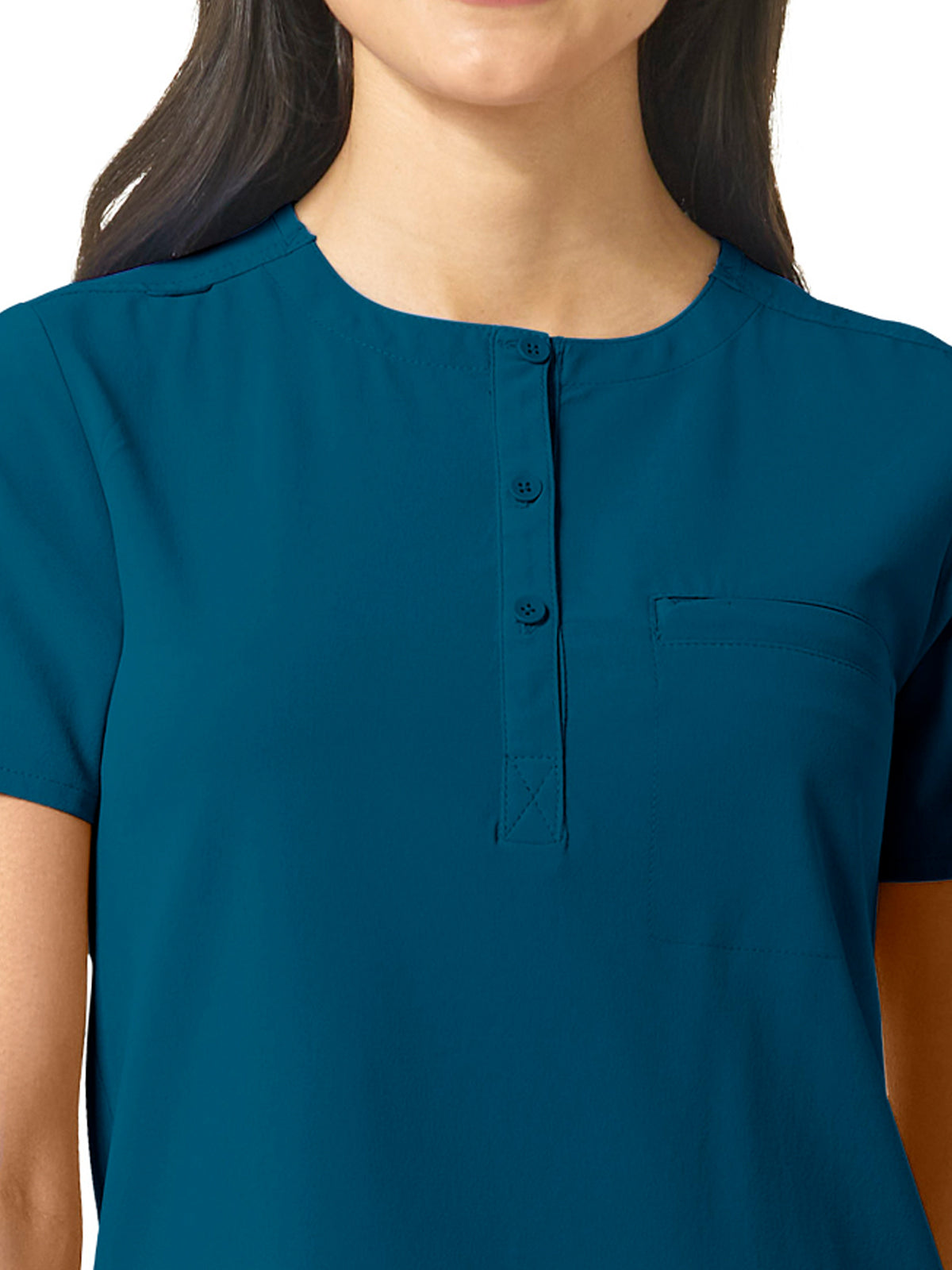 Women's One-Pocket Mandarin Collar Tuck-In Top