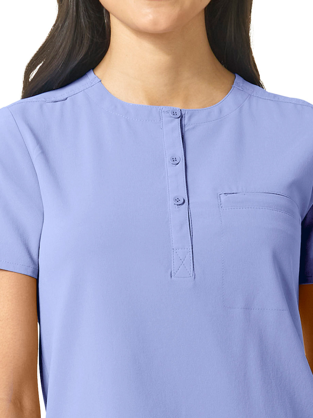 Women's One-Pocket Mandarin Collar Tuck-In Top