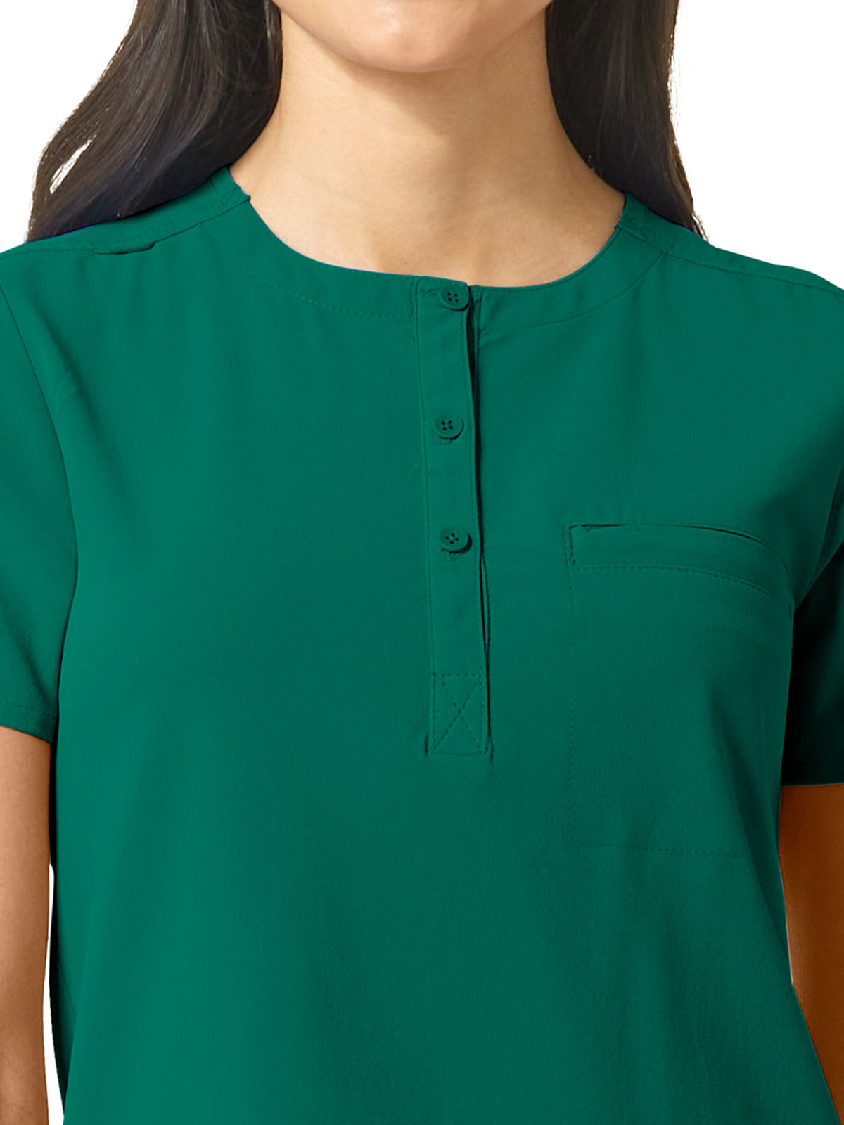 Women's One-Pocket Mandarin Collar Tuck-In Top