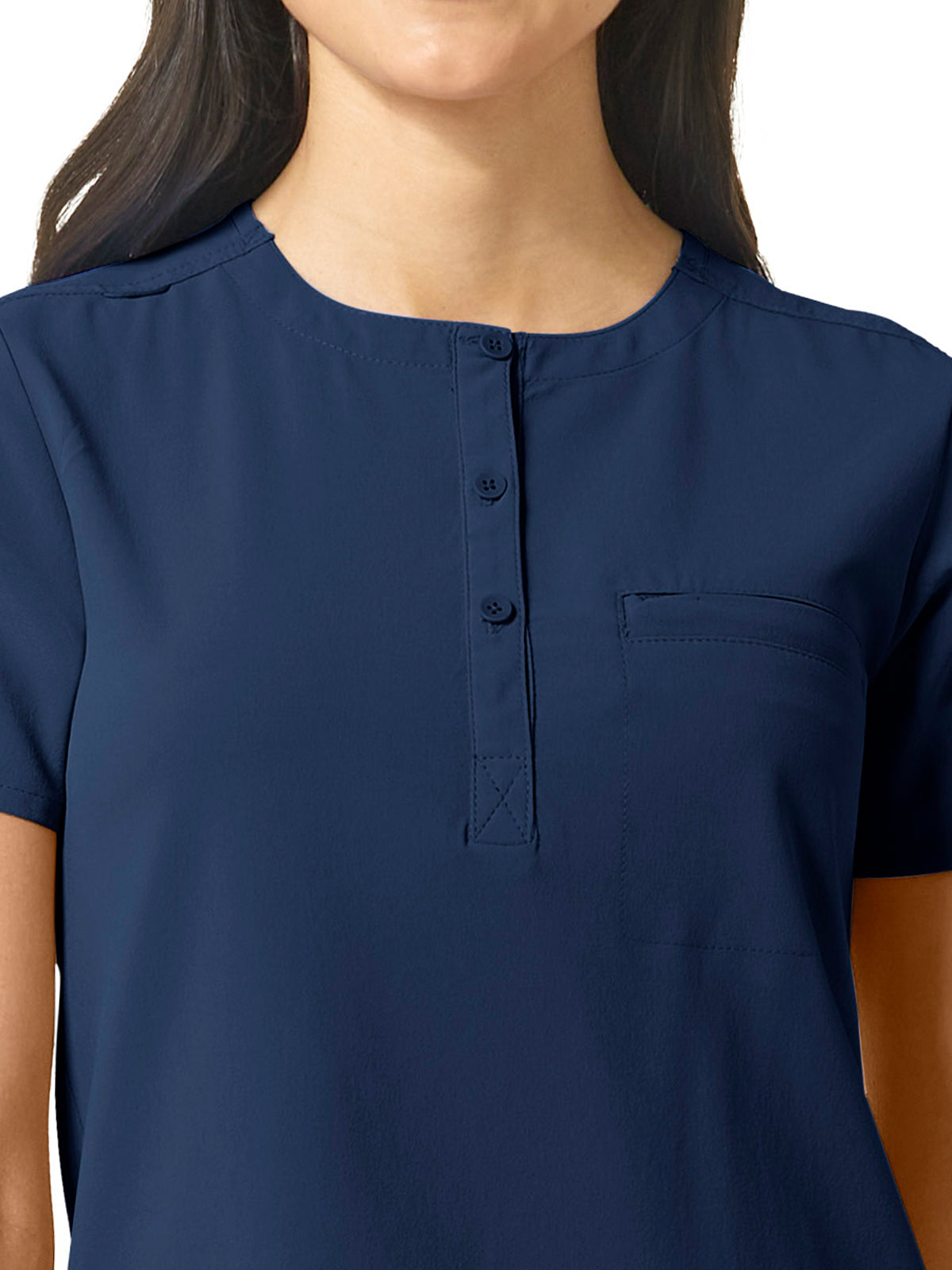 Women's One-Pocket Mandarin Collar Tuck-In Top