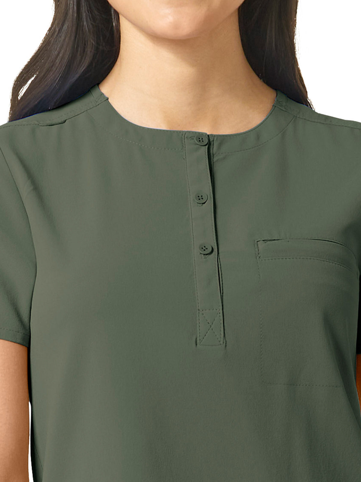 Women's One-Pocket Mandarin Collar Tuck-In Top