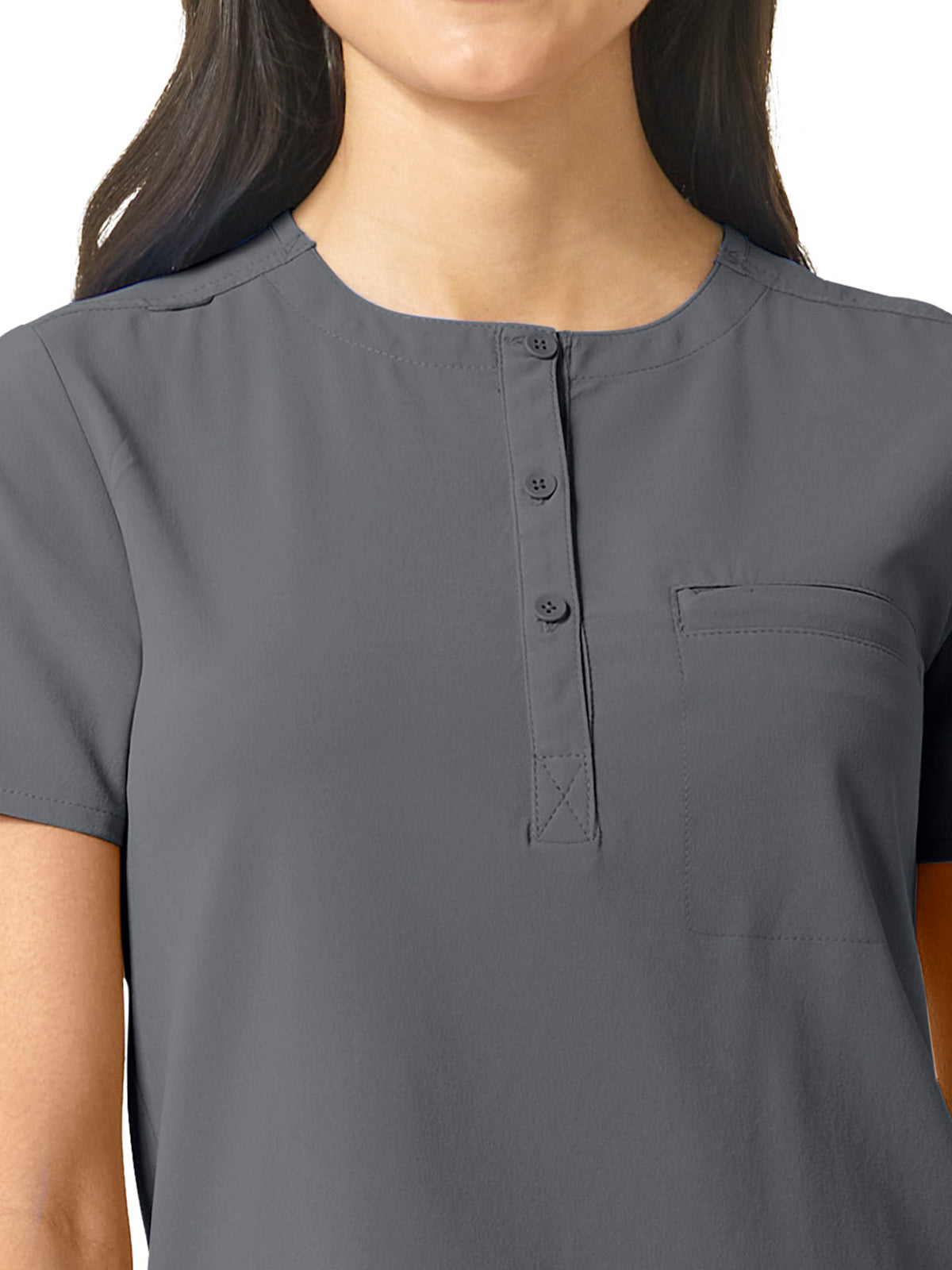 Women's One-Pocket Mandarin Collar Tuck-In Top