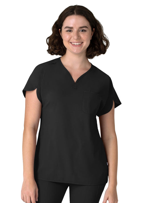 Women's Three-Pocket Y-Neck Dolman Scrub Top