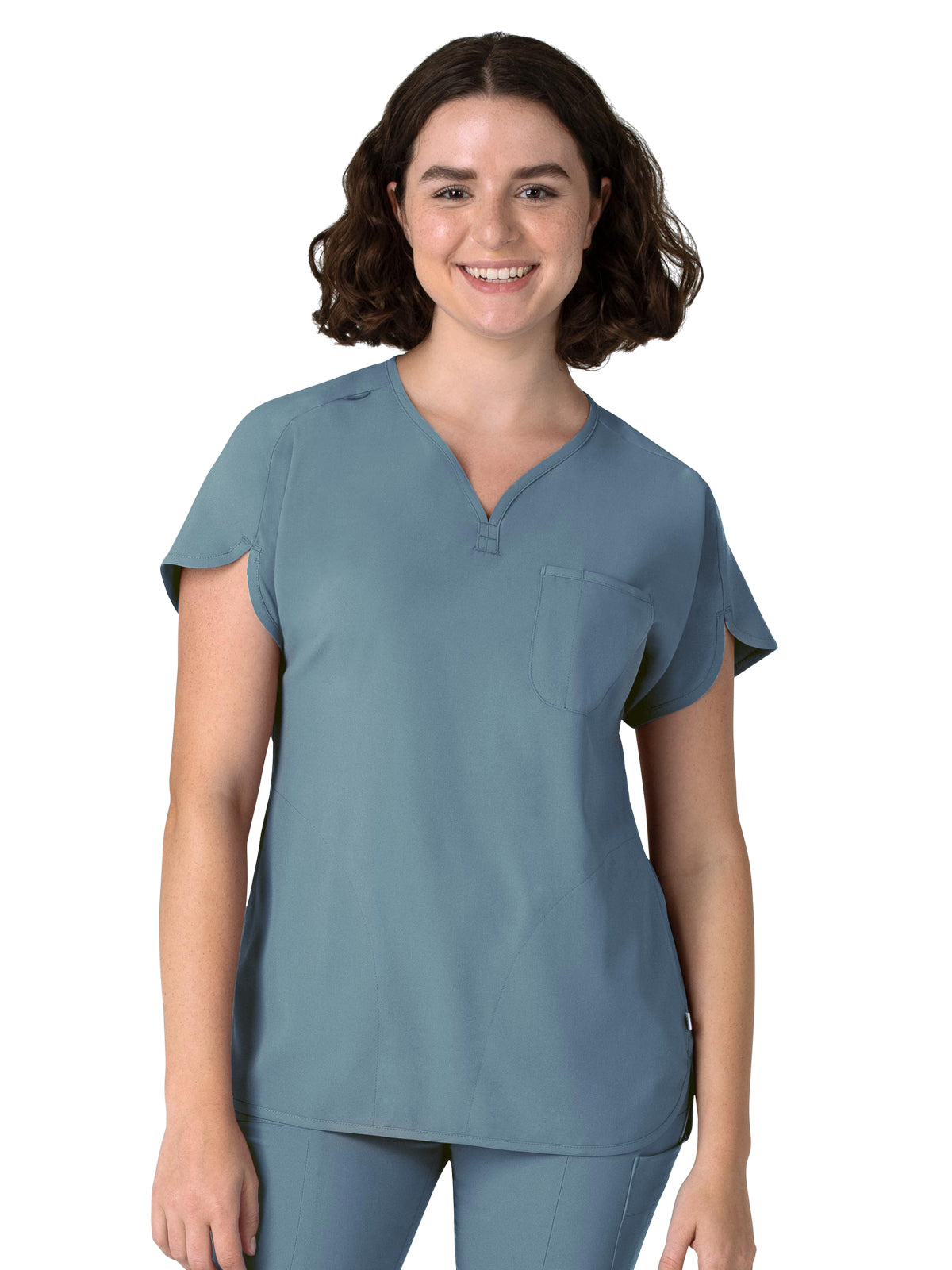 Women's Three-Pocket Y-Neck Dolman Scrub Top