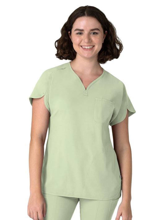 Women's Three-Pocket Y-Neck Dolman Scrub Top