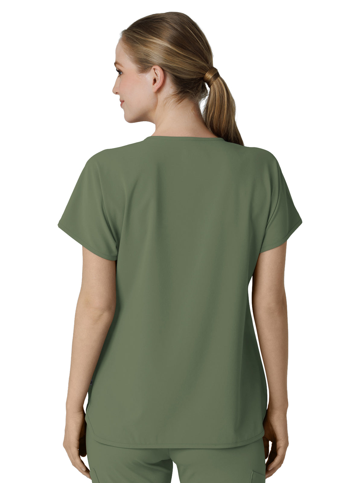 Women's Three-Pocket Y-Neck Dolman Scrub Top