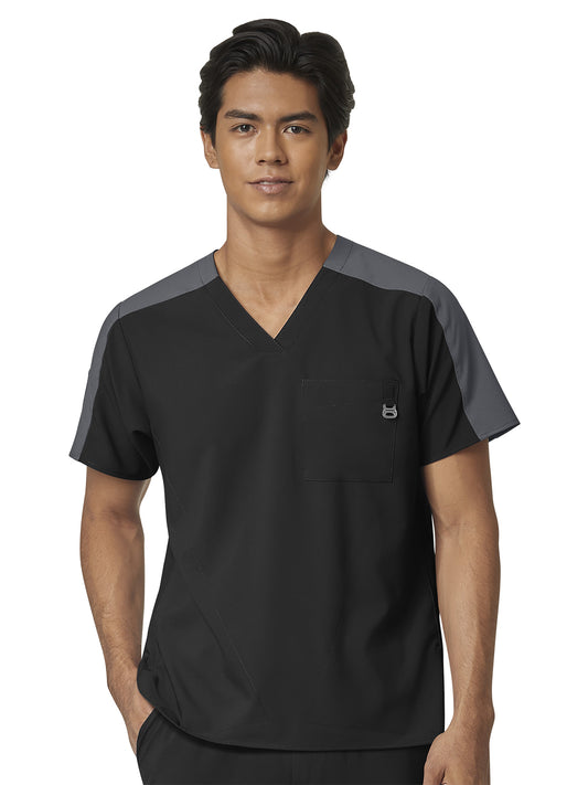 Men's Four-Pocket Colorblock V-Neck Top