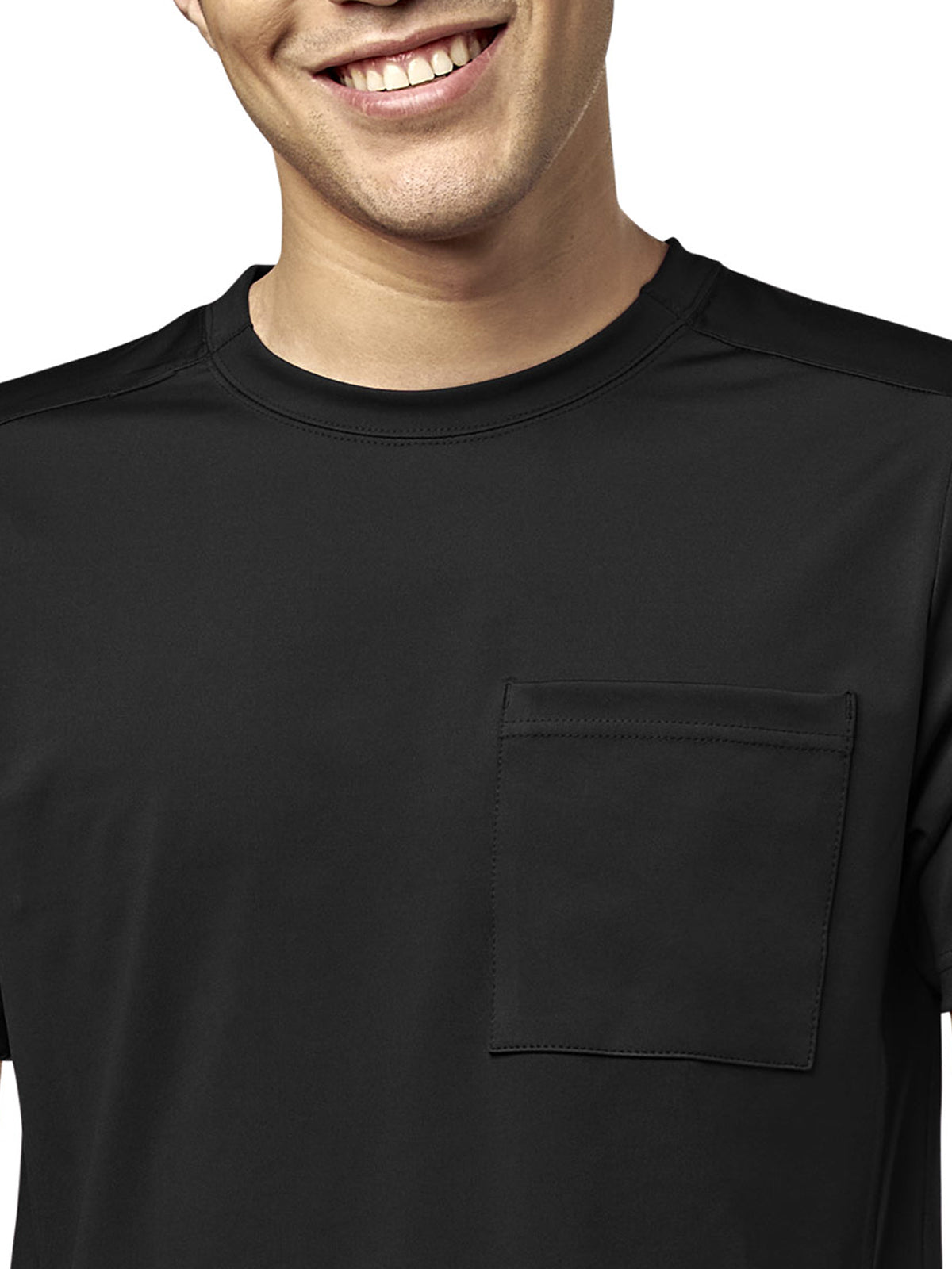 Men's One-Pocket Crew Neck Scrub Top