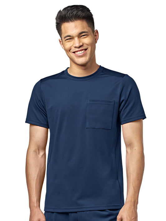 Men's One-Pocket Crew Neck Scrub Top