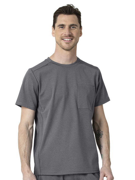 Men's One-Pocket Crew Neck Scrub Top