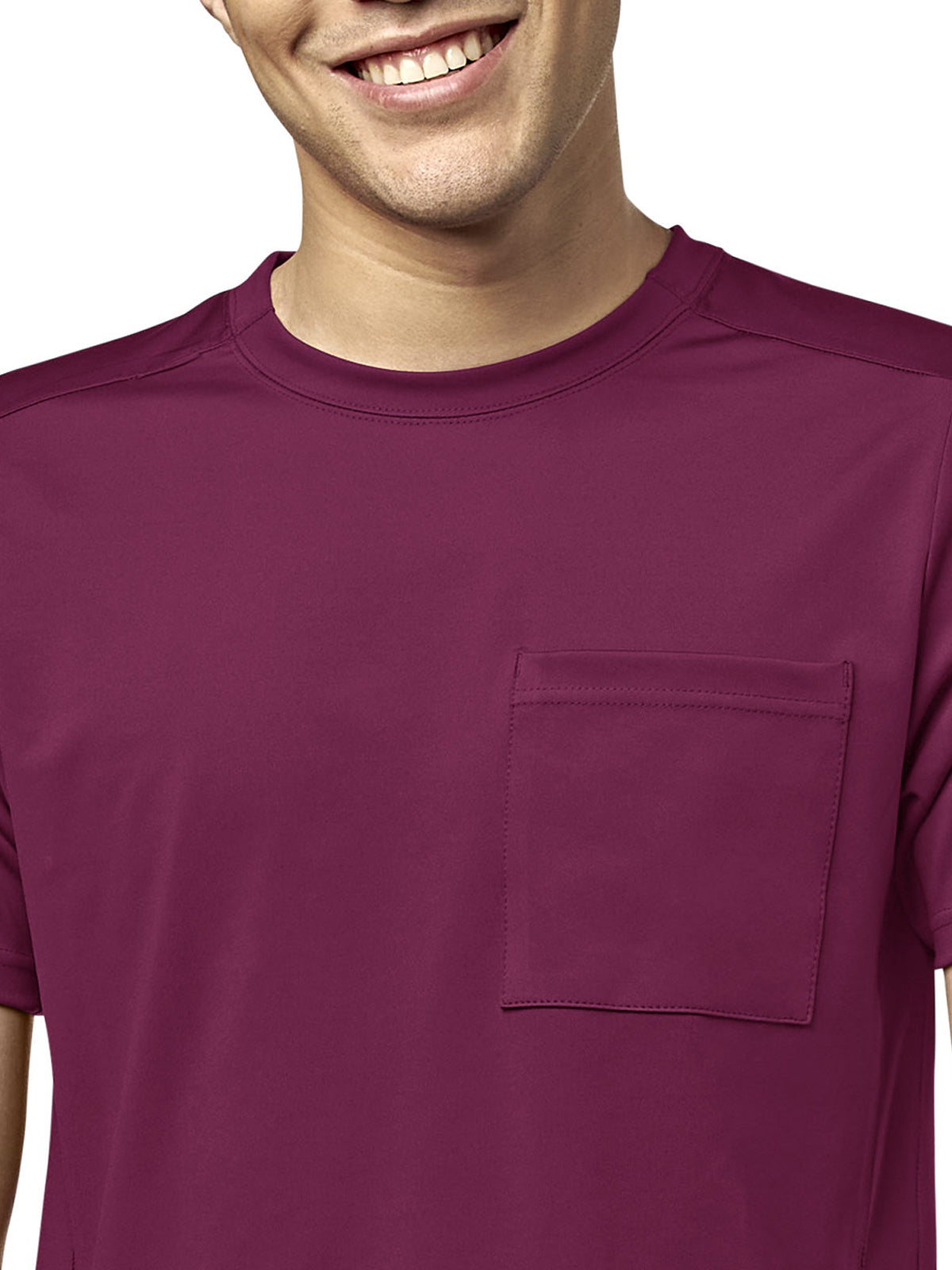 Men's One-Pocket Crew Neck Scrub Top