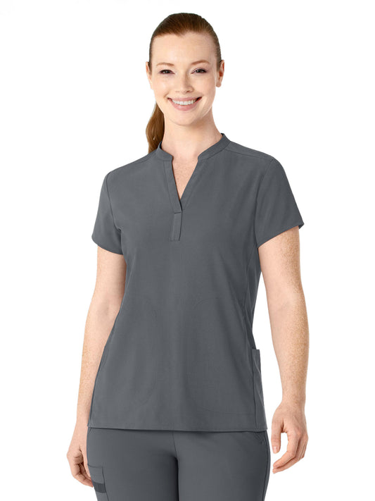 Women's Four-Pocket Mandarin Collar Scrub Top