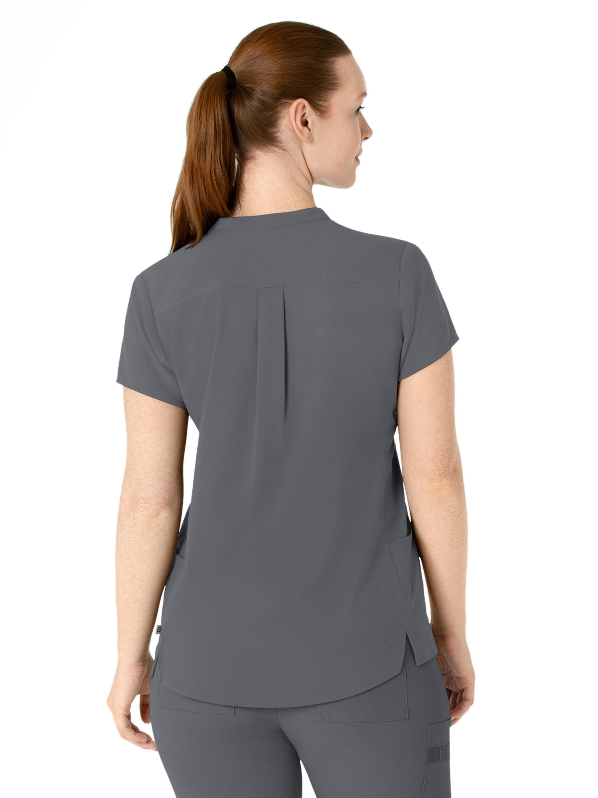 Women's Four-Pocket Mandarin Collar Scrub Top