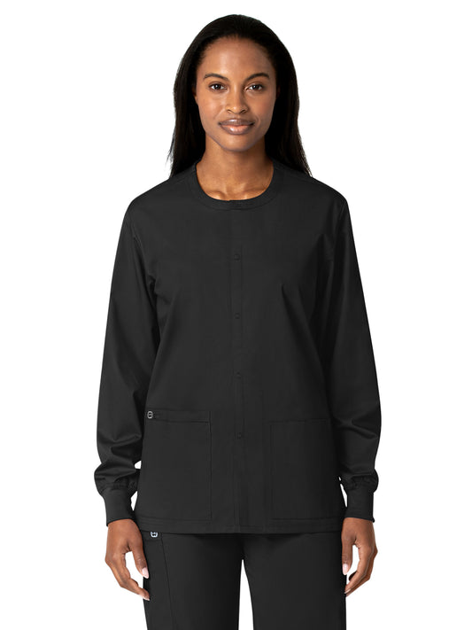 Unisex Five-Pocket Snap Front Scrub Jacket