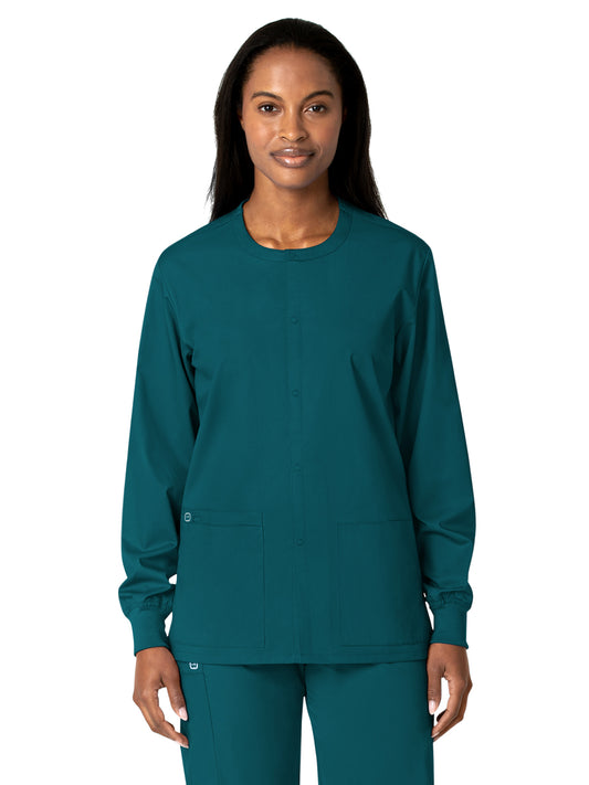 Unisex Five-Pocket Snap Front Scrub Jacket