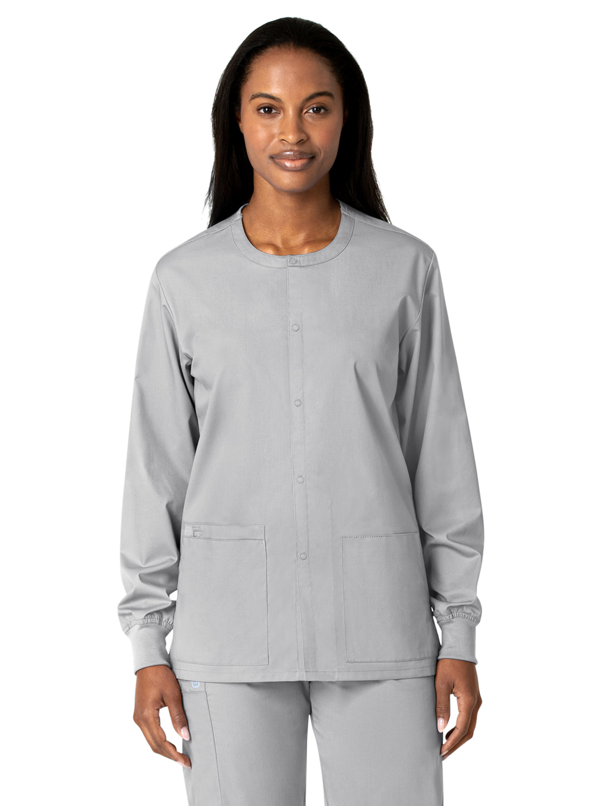 Unisex Five-Pocket Snap Front Scrub Jacket