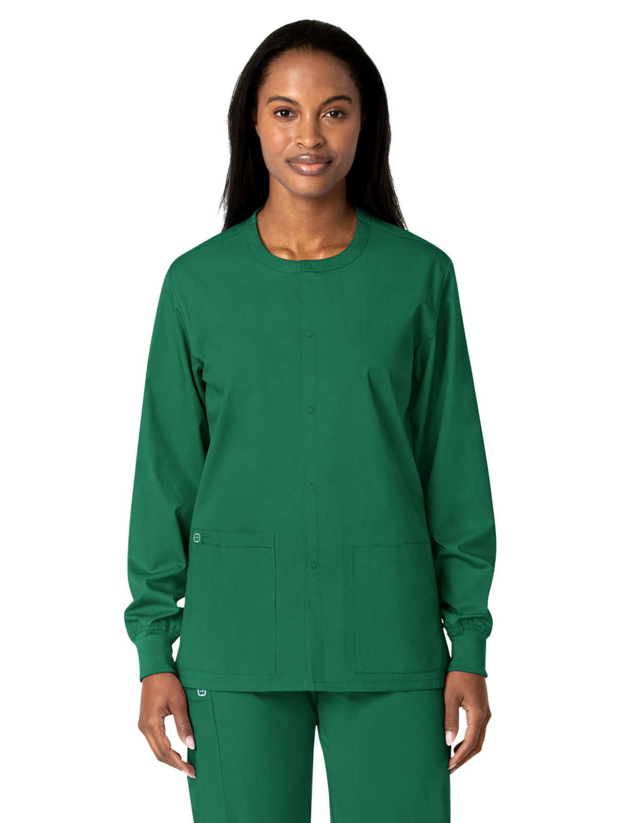 Unisex Five-Pocket Snap Front Scrub Jacket