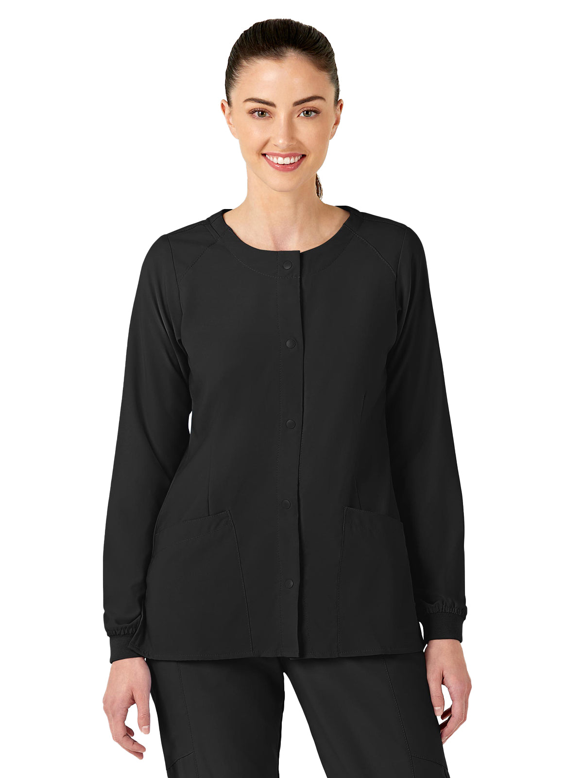 Women's Two-Pocket Crew Neck Scrub Jacket