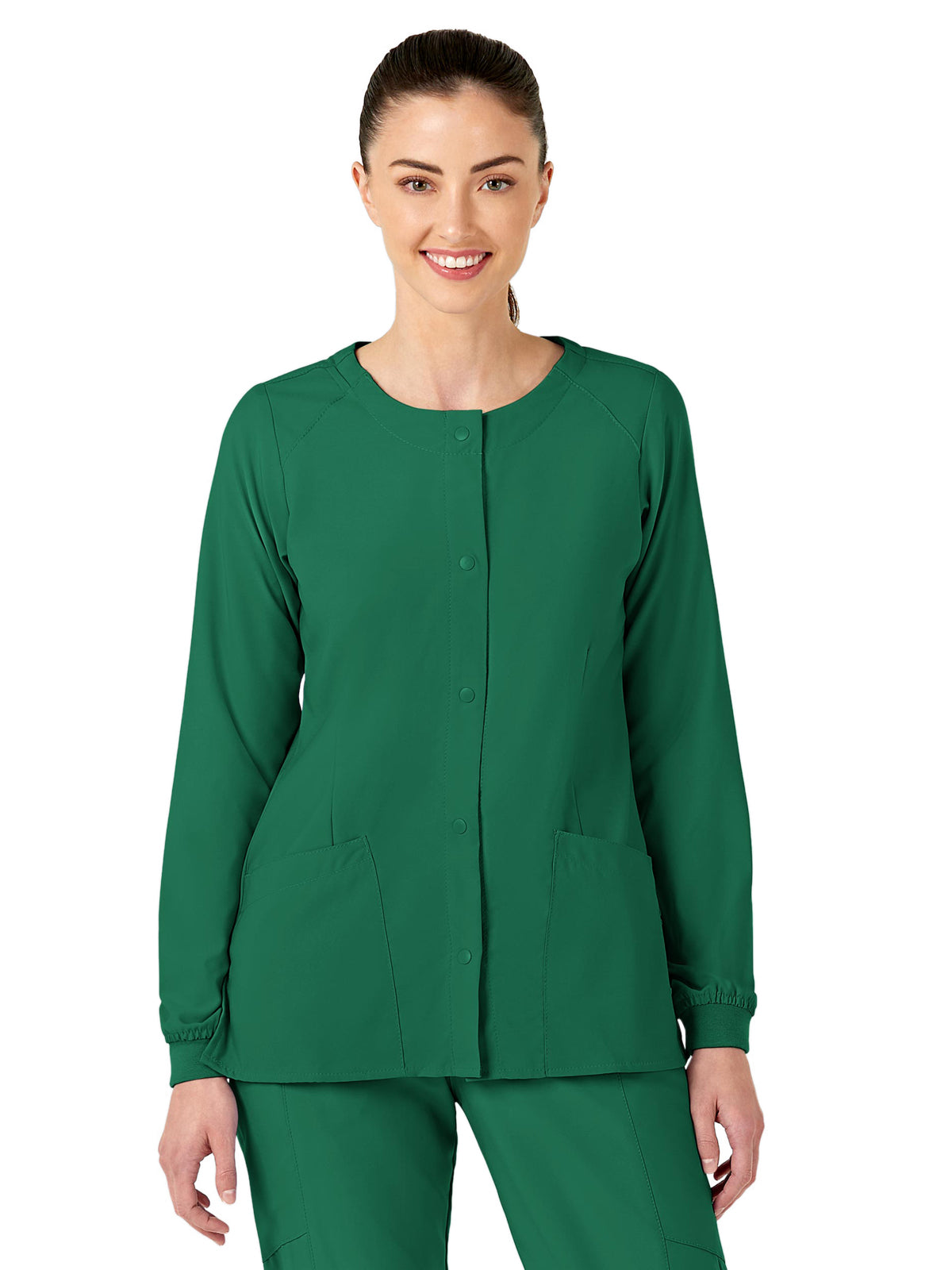 Women's Two-Pocket Crew Neck Scrub Jacket