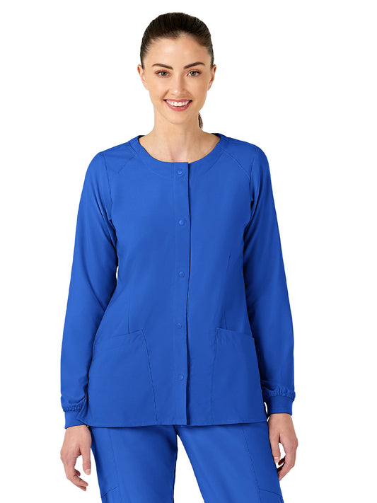 Women's Two-Pocket Crew Neck Scrub Jacket