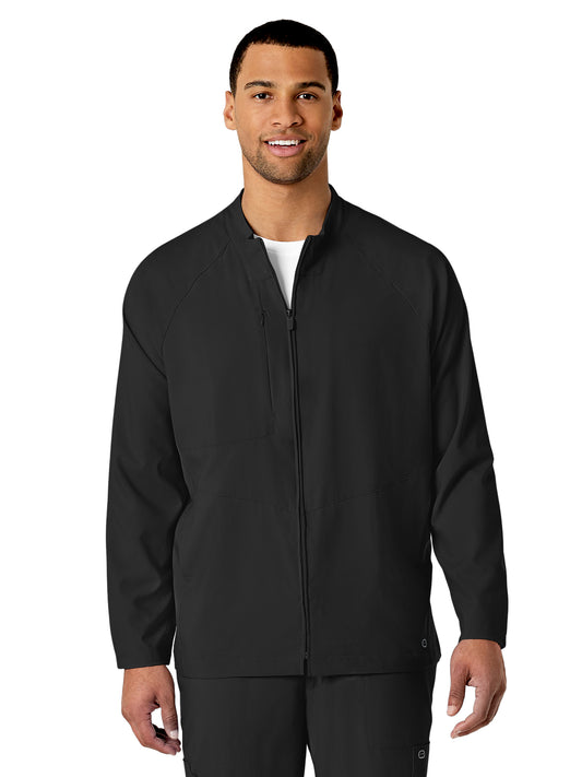 Men's Three-Pocket Zip-Front Warm-Up Scrub Jacket