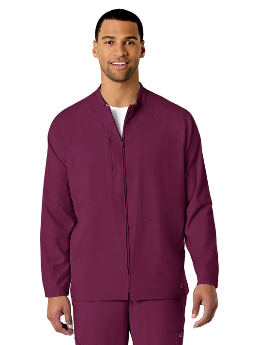 Men's Three-Pocket Zip-Front Warm-Up Scrub Jacket