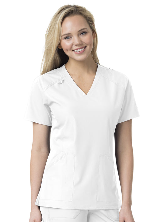 Women's Six-Pocket Modern Fit Twill V-Neck Top