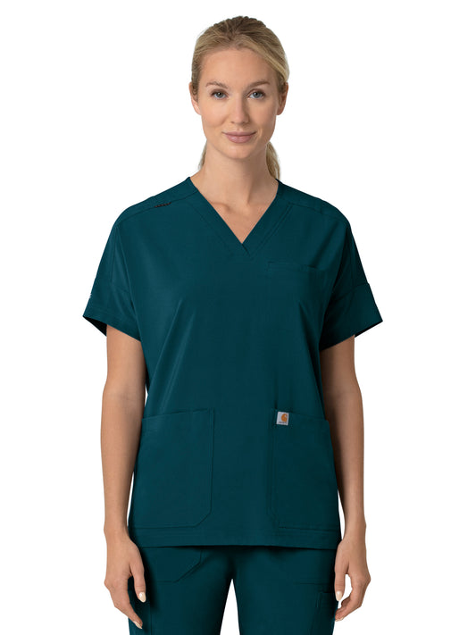 Women's Four-Pocket Oversized V-Neck Scrub Top