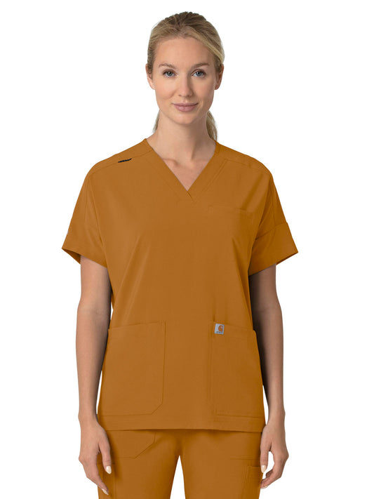 Women's Four-Pocket Oversized V-Neck Scrub Top