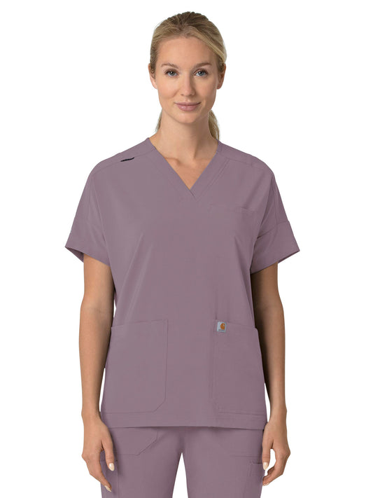 Women's Four-Pocket Oversized V-Neck Scrub Top