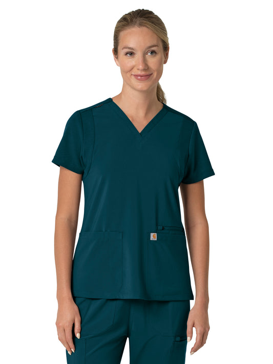 Women's Three-Pocket Flex Panel V-Neck Scrub Top