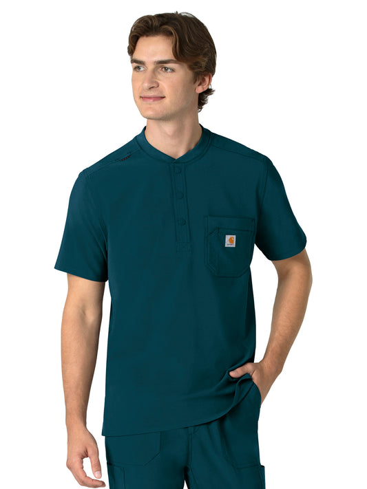 Men's Three-Pocket Henley Scrub Top