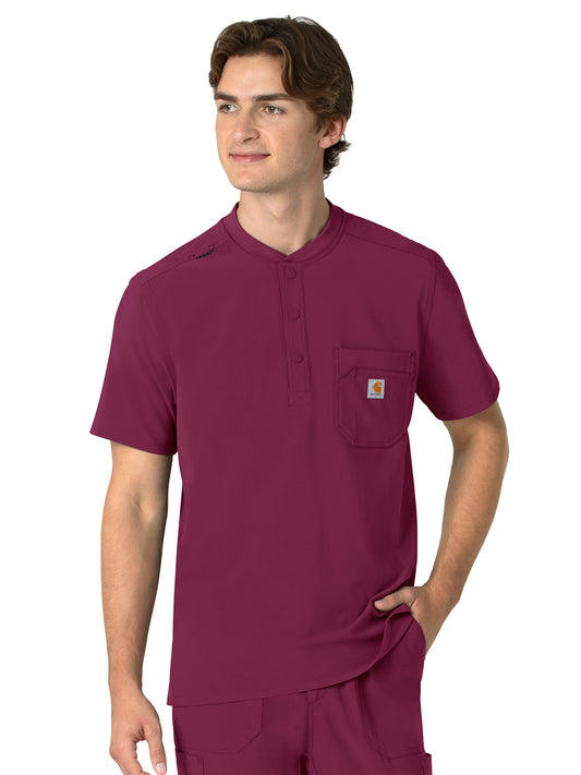 Men's Three-Pocket Henley Scrub Top