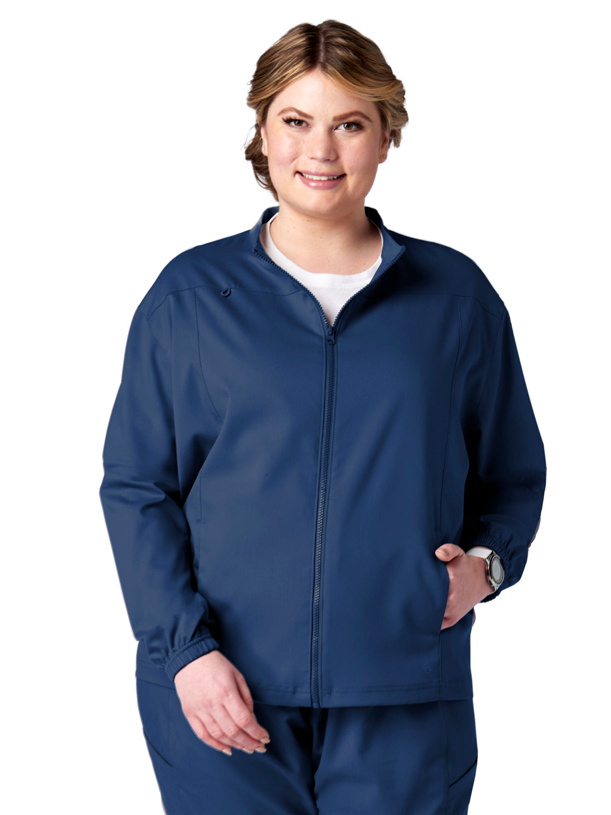 Unisex 2-Pocket Zip Front Scrub Jacket