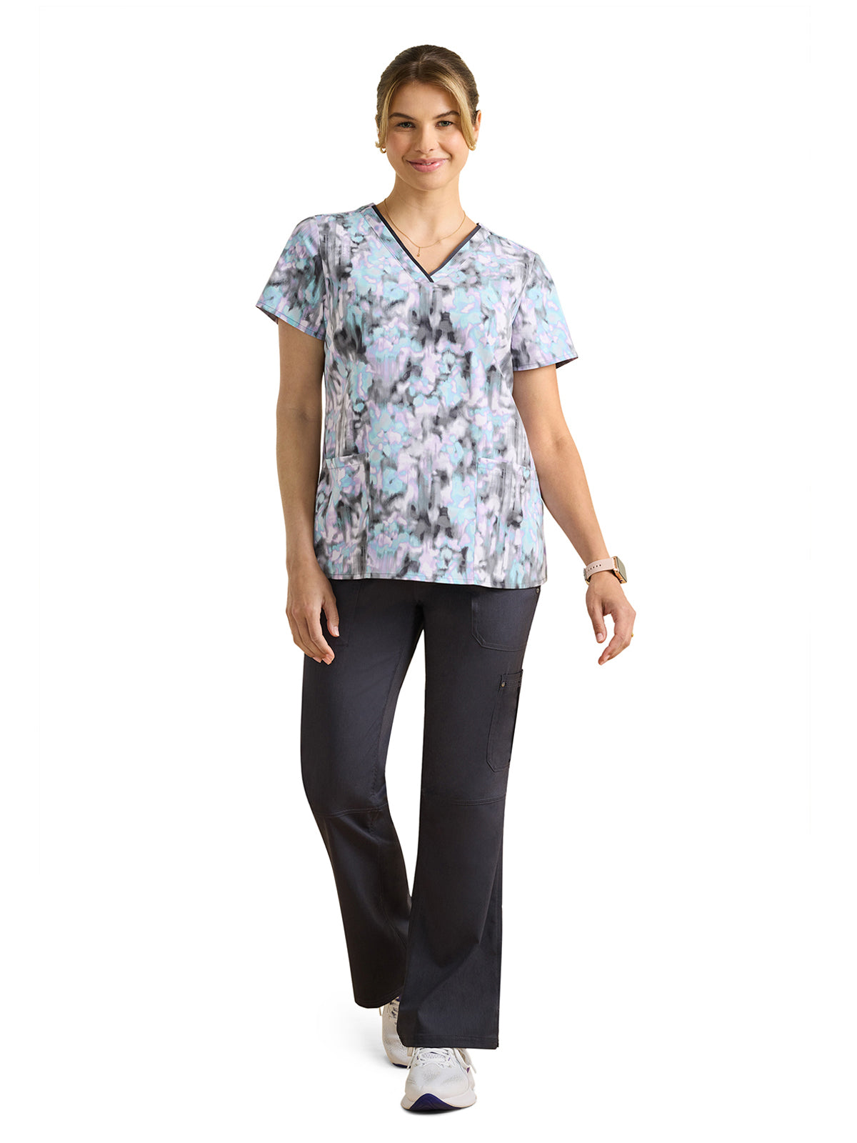 Women's V-Neck Print Scrub Top