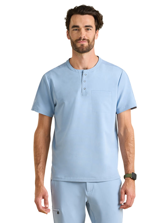 Men's 1-Pocket Mandarin Collar Scrub Top