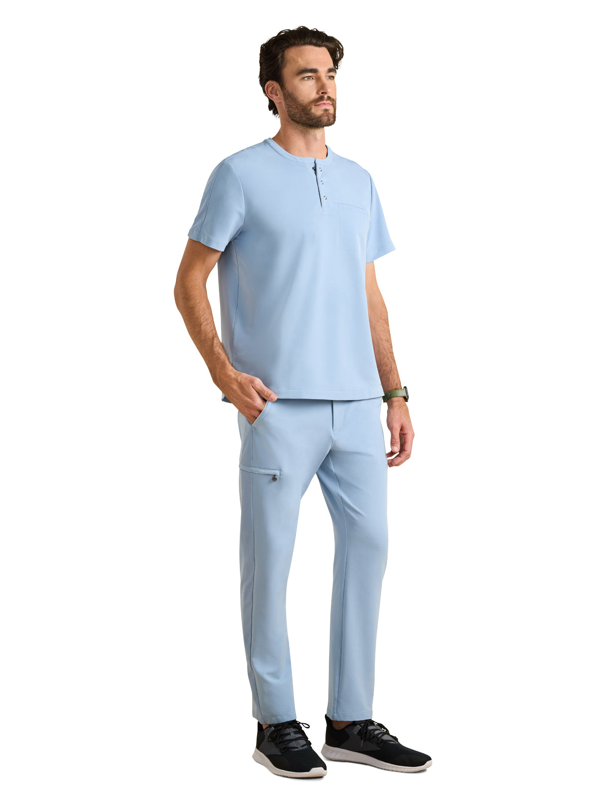 Men's 1-Pocket Mandarin Collar Scrub Top