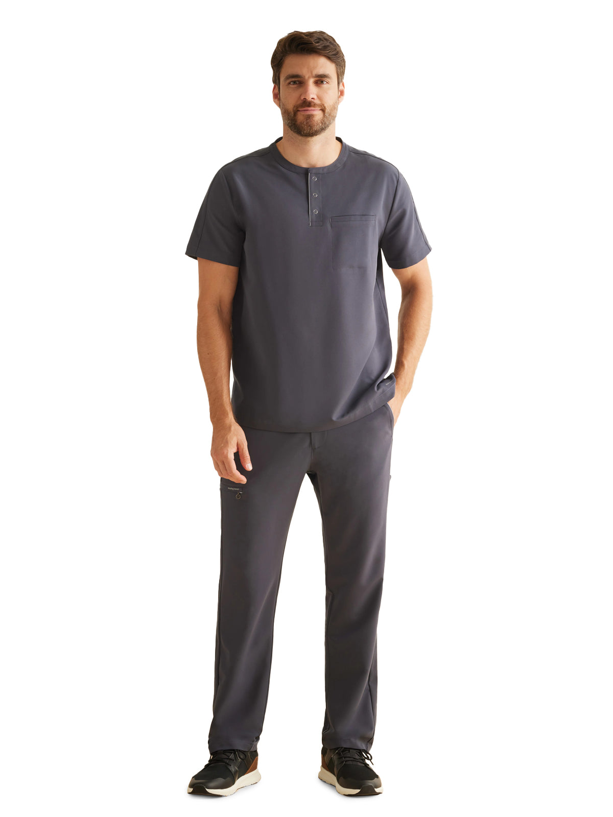 Men's 1-Pocket Mandarin Collar Scrub Top